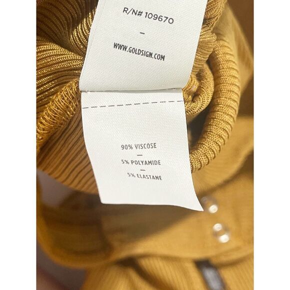 Goldsign The Rib Deep Bodysuit NWT Long Sleeve‎ Golden Yellow Ochre Small - Picture 12 of 16